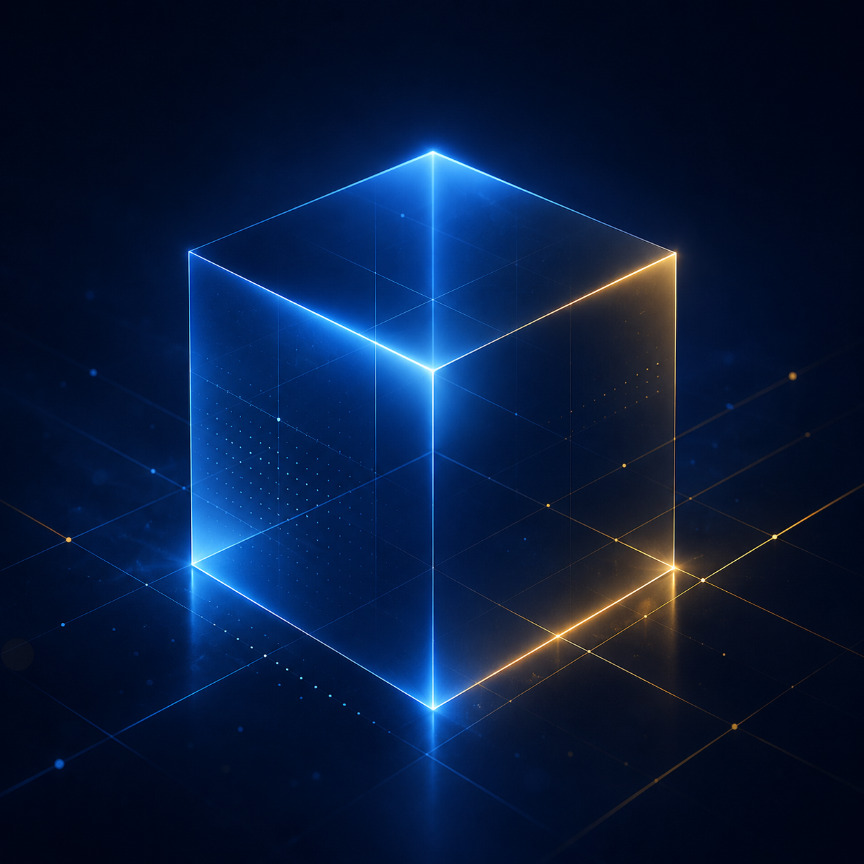Modern glowing cube accent illustrating the Parallax perspective
