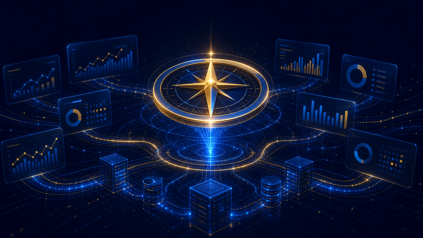 Strategic analytics compass guiding dashboards and data architecture